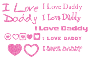 Vel Strijkletters I Love Daddy Glitter Holo Pink - afb. 2