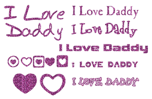 Vel Strijkletters I Love Daddy Glitter Lavender - afb. 2