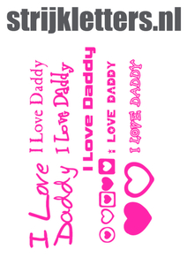 Vel Strijkletters I Love Daddy Glow in the Dark Roze - afb. 1