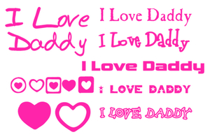 Vel Strijkletters I Love Daddy Glow in the Dark Roze - afb. 2