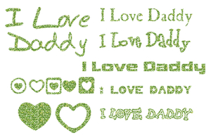 Vel Strijkletters I Love Daddy Glitter Light Green - afb. 2