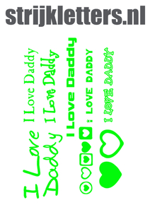 Vel Strijkletters I Love Daddy Glow in the Dark Groen - afb. 1