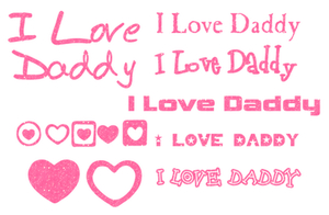 Vel Strijkletters I Love Daddy Glitter Neon roze Glitter - afb. 2