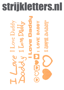Vel Strijkletters I Love Daddy Glitter Neon Oranje Glitter - afb. 1