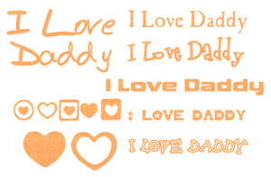 Vel Strijkletters I Love Daddy Glitter Neon Oranje Glitter - afb. 2