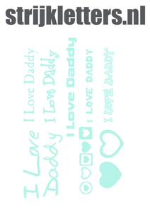 Vel Strijkletters I Love Daddy Glitter Neon Bleu Glitter 480 - afb. 1