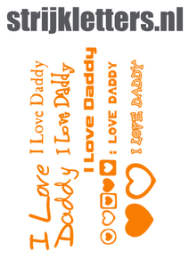 Vel Strijkletters I Love Daddy Glow in the Dark Oranje - afb. 1