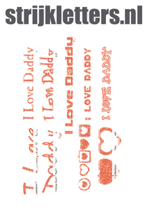 Vel Strijkletters I Love Daddy Glitter Rainbow Coral Glitter ST - afb. 1