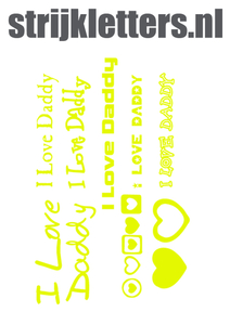 Vel Strijkletters I Love Daddy Glow in the Darg Geel - afb. 1