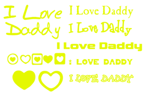 Vel Strijkletters I Love Daddy Glow in the Darg Geel - afb. 2