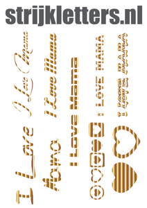 Vel Strijkletters I Love Mama Mirror Goud - afb. 1