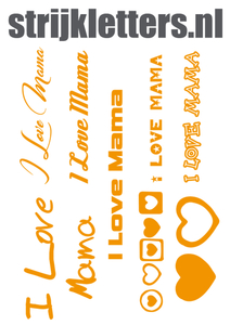 Vel Strijkletters I Love Mama Flex Neon Oranje_ - afb. 1