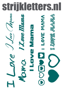 Vel Strijkletters I Love Mama Flock Teal - afb. 1