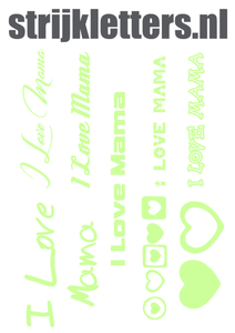 Vel Strijkletters I Love Mama Glow in the Dark - afb. 1