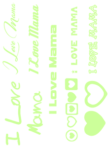 Vel Strijkletters I Love Mama Glow in the Dark - afb. 2