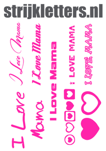 Vel Strijkletters I Love Mama Glow in the Dark Roze - afb. 1