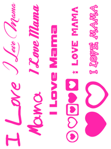 Vel Strijkletters I Love Mama Glow in the Dark Roze - afb. 2