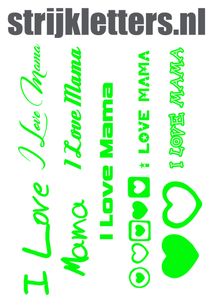 Vel Strijkletters I Love Mama Glow in the Dark Groen - afb. 1
