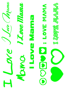 Vel Strijkletters I Love Mama Glow in the Dark Groen - afb. 2