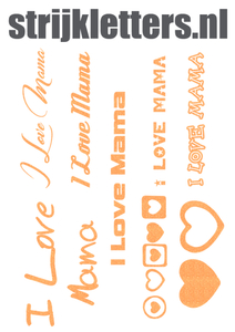 Vel Strijkletters I Love Mama Glitter Neon Orange Glitter 449 - afb. 1