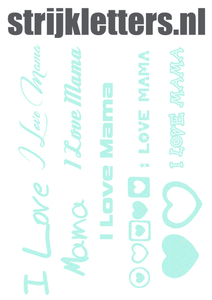 Vel Strijkletters I Love Mama Glitter Neon Bleu Glitter 480 - afb. 1