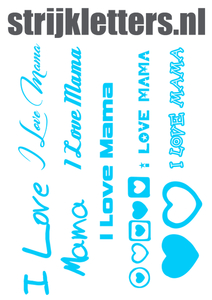 Vel Strijkletters I Love Mama Glow in the Dark Blauw - afb. 1