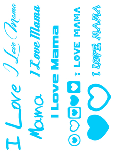 Vel Strijkletters I Love Mama Glow in the Dark Blauw - afb. 2
