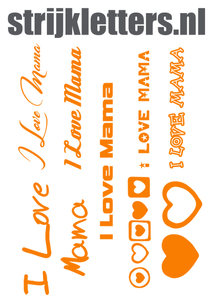 Vel Strijkletters I Love Mama Glow in the Dark Oranje - afb. 1