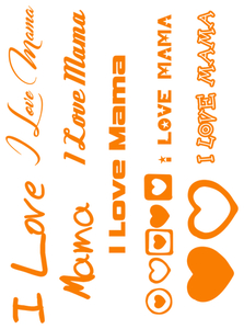 Vel Strijkletters I Love Mama Glow in the Dark Oranje - afb. 2