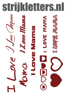Vel Strijkletters I Love Mama Glitter Red Glitter 456 - afb. 1