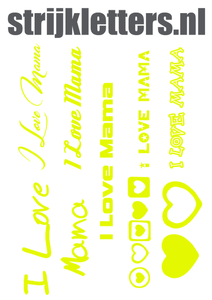 Vel Strijkletters I Love Mama Glow in the Darg Geel - afb. 1