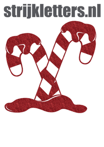 Vel Strijkletters Kerst Candy Cane Glitter Rood - afb. 1