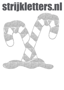 Vel Strijkletters Kerst Candy Cane Glitter Silver 450 - afb. 1