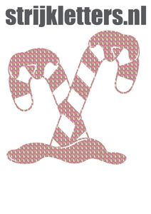 Vel Strijkletters Kerst Candy Cane Design Leger Roze - afb. 1