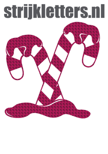 Vel Strijkletters Kerst Candy Cane Design Zebra Roze - afb. 1