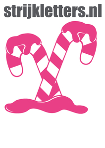 Vel Strijkletters Kerst Candy Cane Polyester Ondergrond Neon Roze - afb. 1