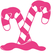 Vel Strijkletters Kerst Candy Cane Polyester Ondergrond Neon Roze - afb. 2