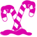 Vel Strijkletters Kerst Candy Cane Flock Magenta - afb. 2