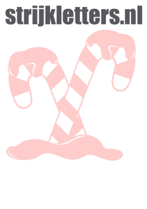 Vel Strijkletters Kerst Candy Cane Flock Zacht Roze - afb. 1