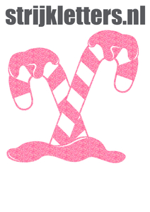 Vel Strijkletters Kerst Candy Cane Glitter Medium Pink - afb. 1