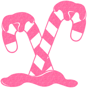 Vel Strijkletters Kerst Candy Cane Glitter Neon roze Glitter - afb. 2