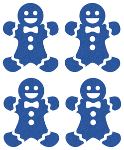 Vel Strijkletters Kerst Gingerbread Man Glitter Blauw - afb. 2