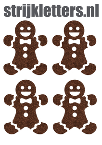 Vel Strijkletters Kerst Gingerbread Man Glitter Brons - afb. 1
