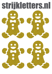 Vel Strijkletters Kerst Gingerbread Man Glitter Goud - afb. 1