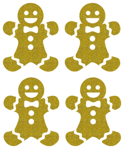 Vel Strijkletters Kerst Gingerbread Man Glitter Goud - afb. 2