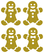 Vel Strijkletters Kerst Gingerbread Man Glitter Goud - afb. 2