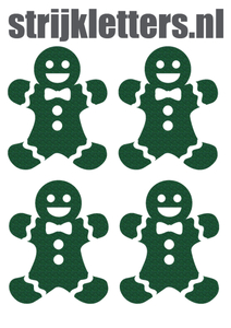 Vel Strijkletters Kerst Gingerbread Man Glitter Groen - afb. 1