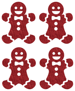 Vel Strijkletters Kerst Gingerbread Man Glitter Rood - afb. 2