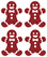 Vel Strijkletters Kerst Gingerbread Man Glitter Rood - afb. 2