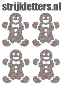 Vel Strijkletters Kerst Gingerbread Man Glitter Regenboog - afb. 1